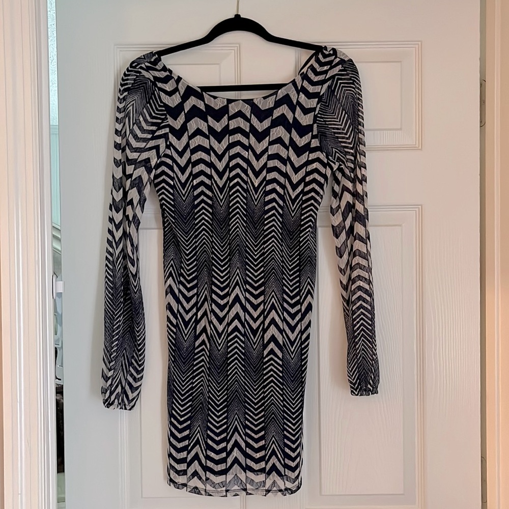 Sheer long sleeve short dress